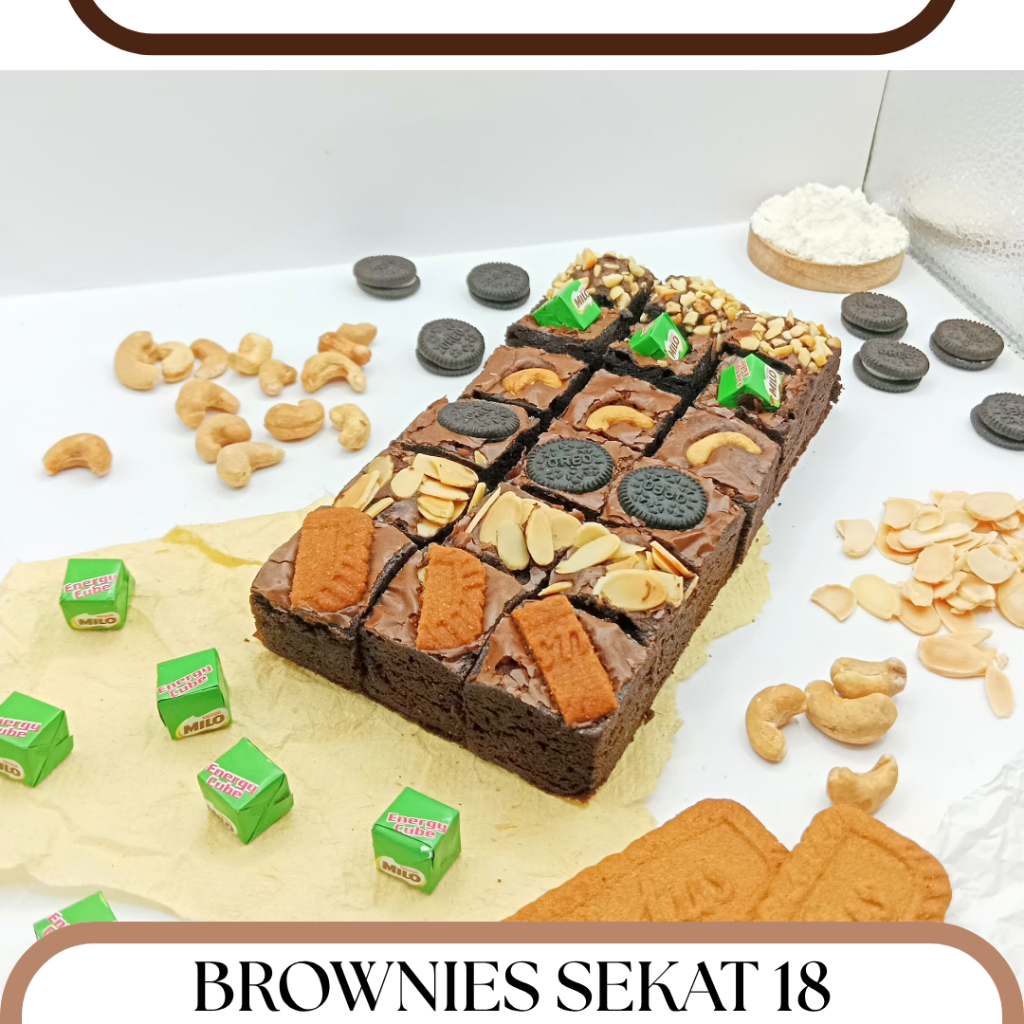 

Brownies Panggang Sekat Coklat dengan Keju Kacang Mede Almond