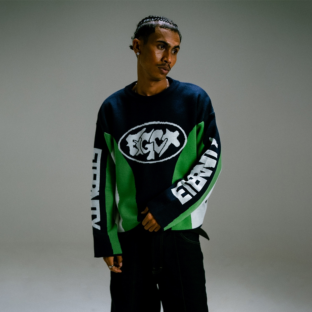 Figco - Knitted Boxy Crewneck Jersey Knitwear Sweatshirt Versal Navy