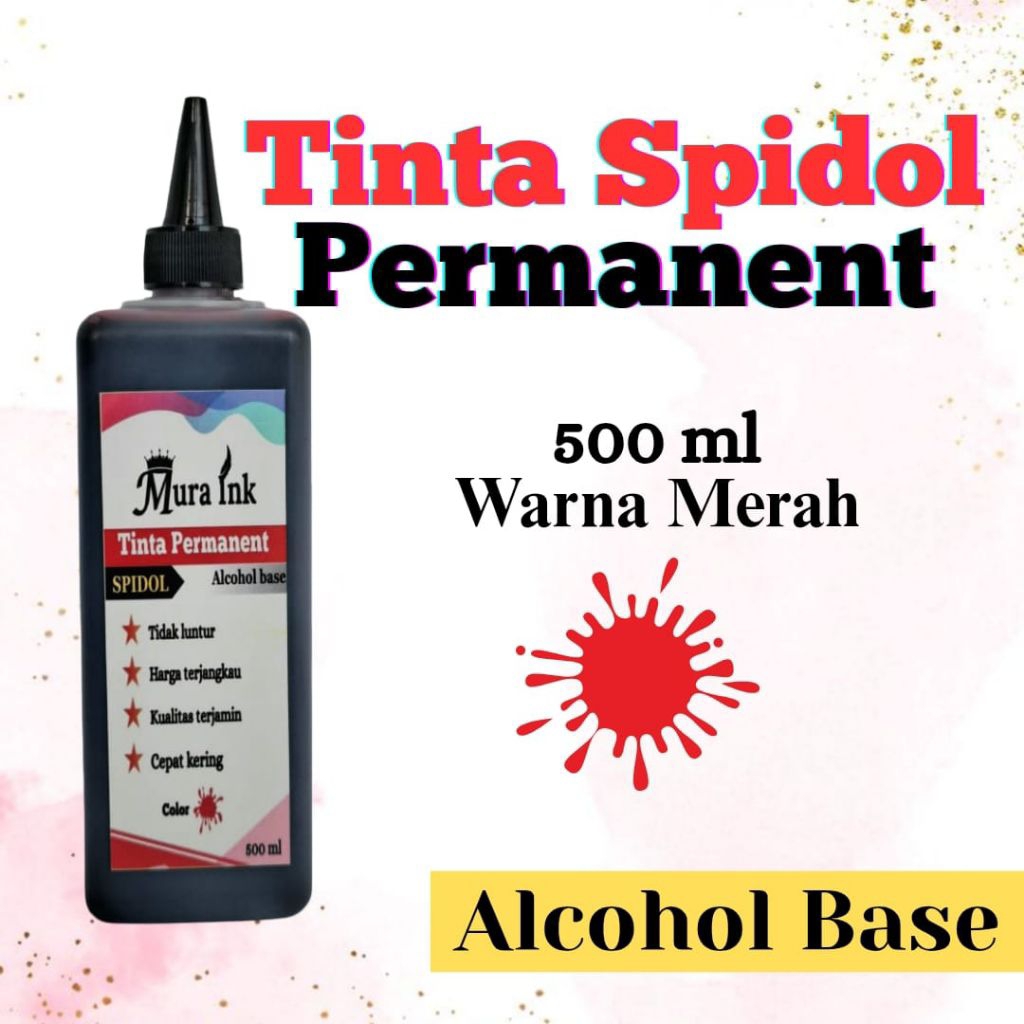 

Tinta spidol permanent merah 500 ml alkohol mura ink