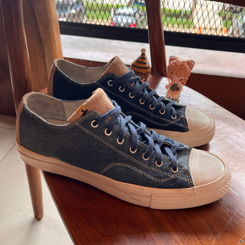 Visvim skagway low denim & leather shoes