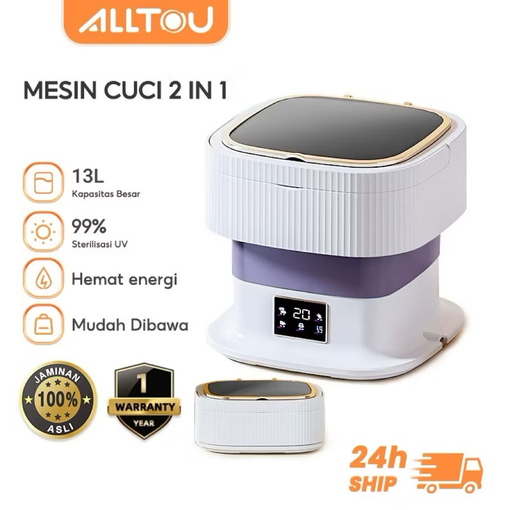 [PL] MESIN CUCI PORTABLE MINI ALLTOU MESIN PENGERING PAKAIAN