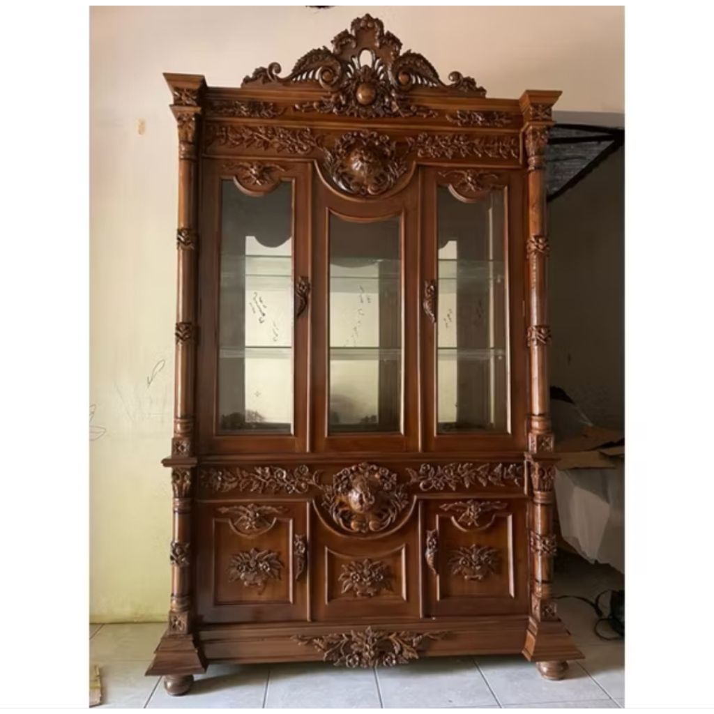 bufet pajangan jati gread A solid/bufet pajangan ukir mewah jepara