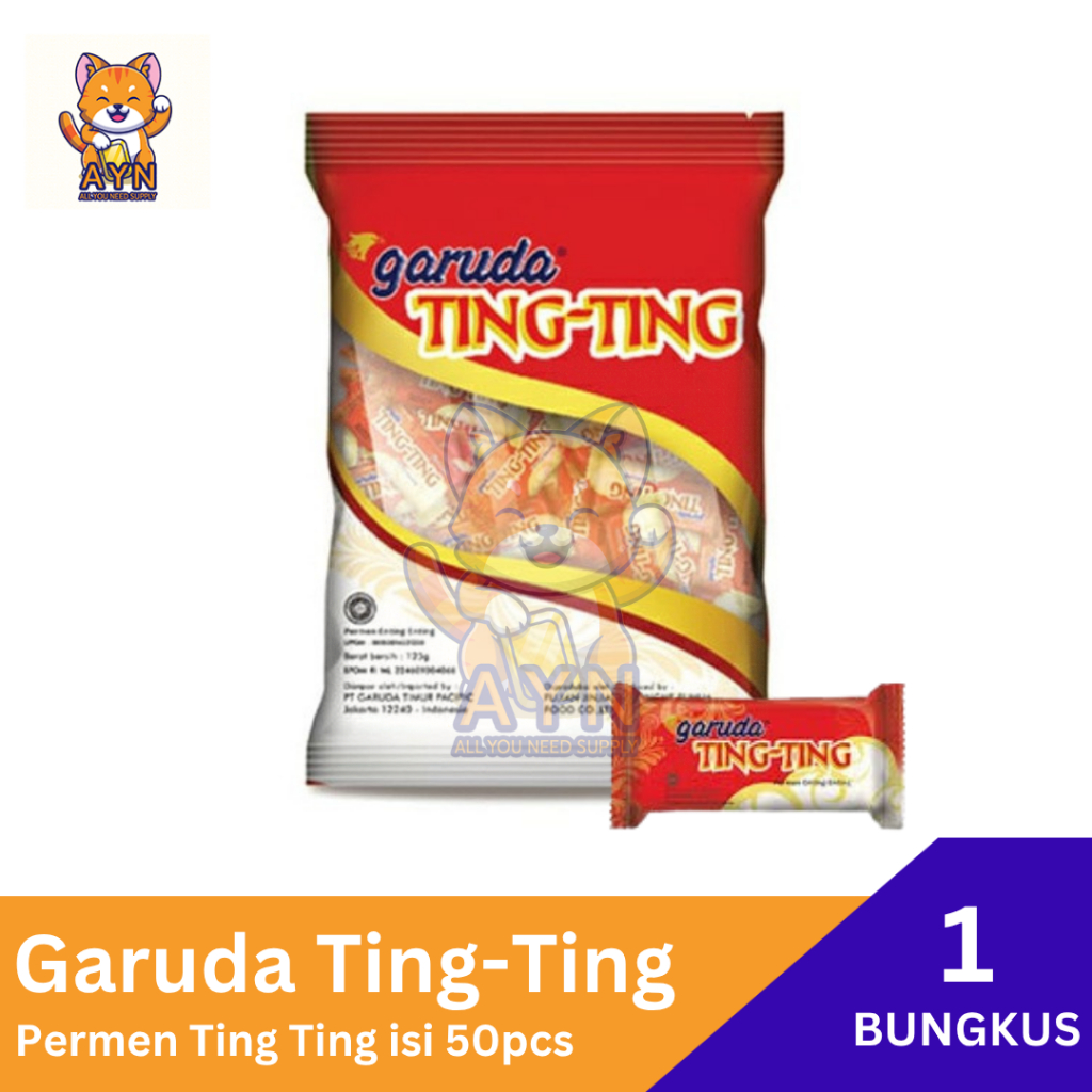 

Ting Ting Garuda Ting-ting 125 gr [ 1 bungkus isi 50 butir ]