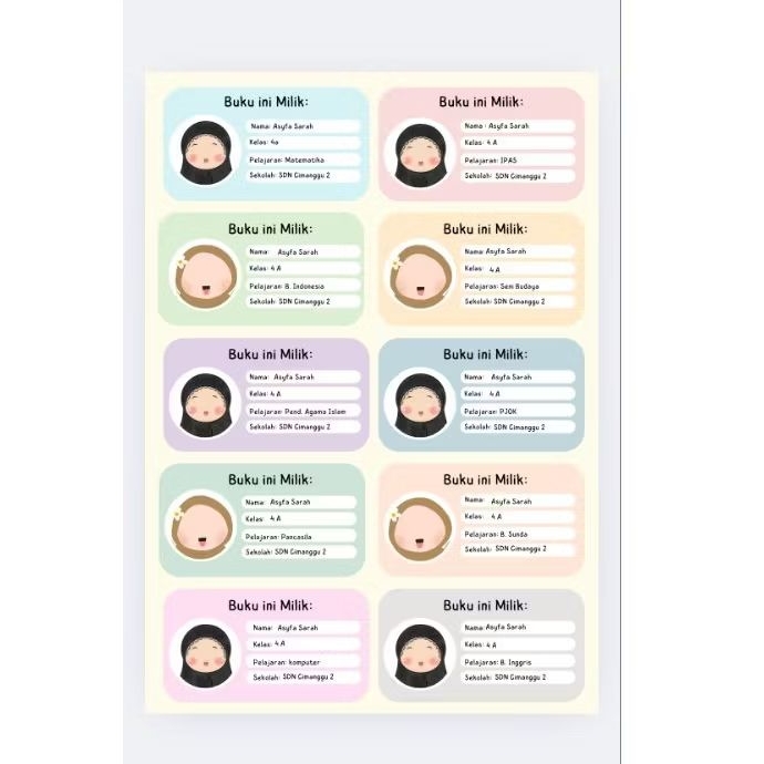 

Stiker Label Buku Pelajaran Sekolah Anak