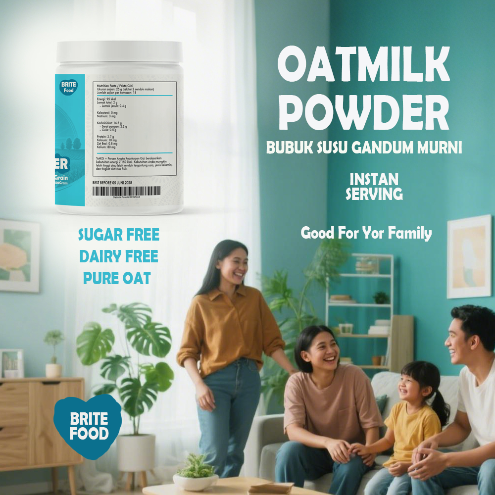 

Brite Oat Milk Powder 500 Gram Bubuk Susu gandum Tanpa Gula