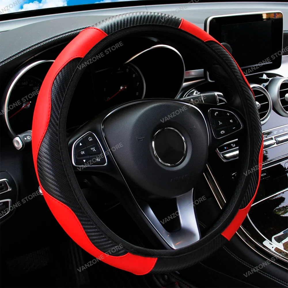 Sarung Setir Cover Setir  Mobil Bahan Kulit PU Steering Wheel Cover 37-38 CM