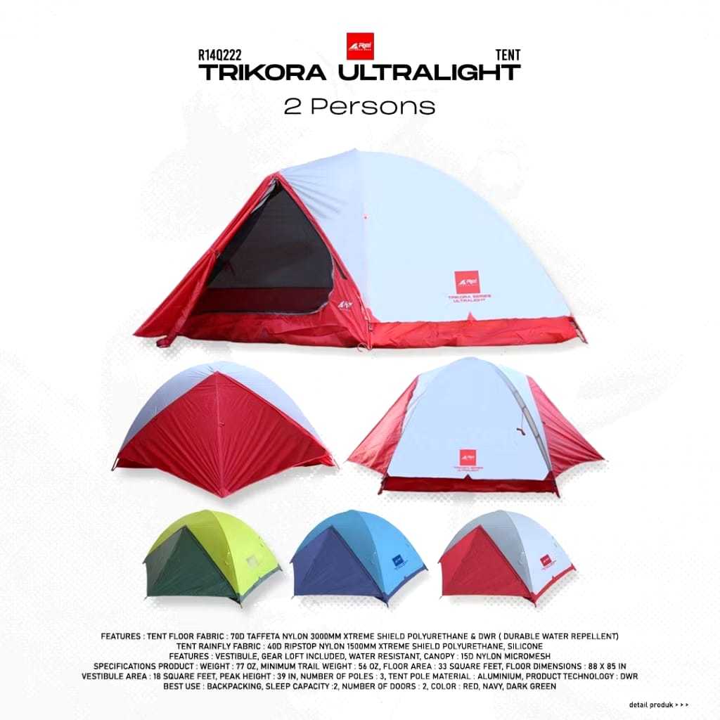 Tenda Camping Ultralight Trikora Kapasitas 2 Orang Arei Outdoorgear