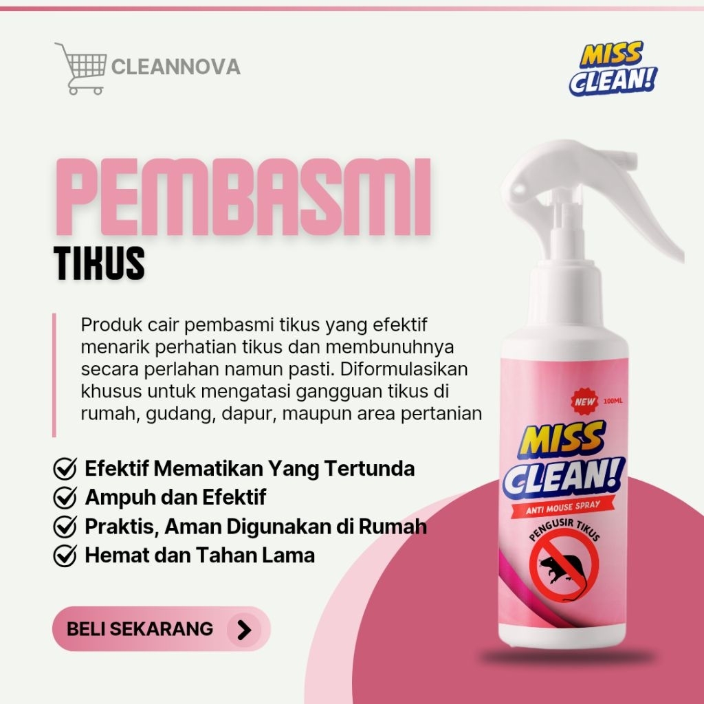 Miss Clean Cairan Pembasmi Pengusir Tikus Rumah Gudang Kolong Mobil Ampuh Tanpa Racun Bau Tidak Meny