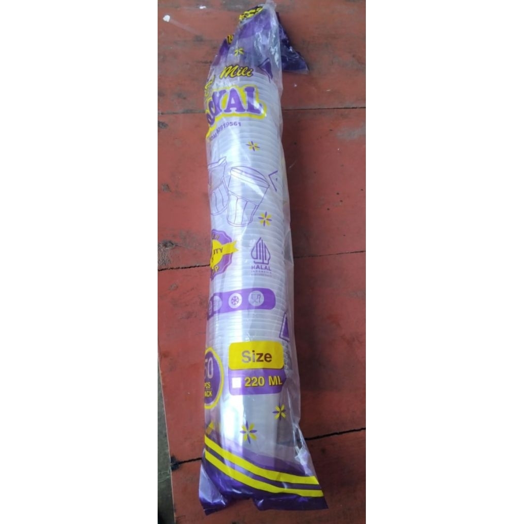 Gelas plastik 220ml isi 50pc, gelas plastik, gelas kopi, gelas minuman