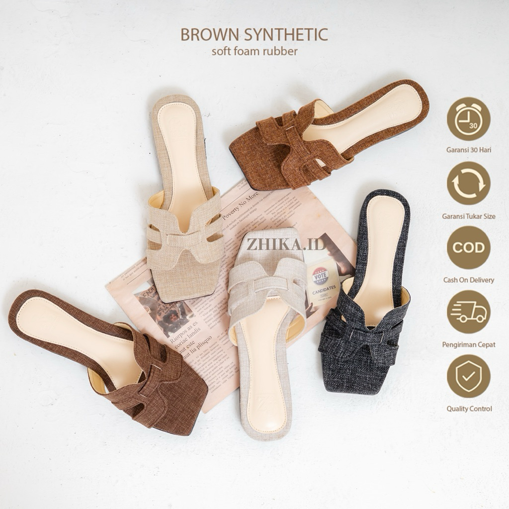 Sandal Wanita Selop Empuk Model Terbaru 2025 Gaya Korea Style Kekinian Viral - ANARA
