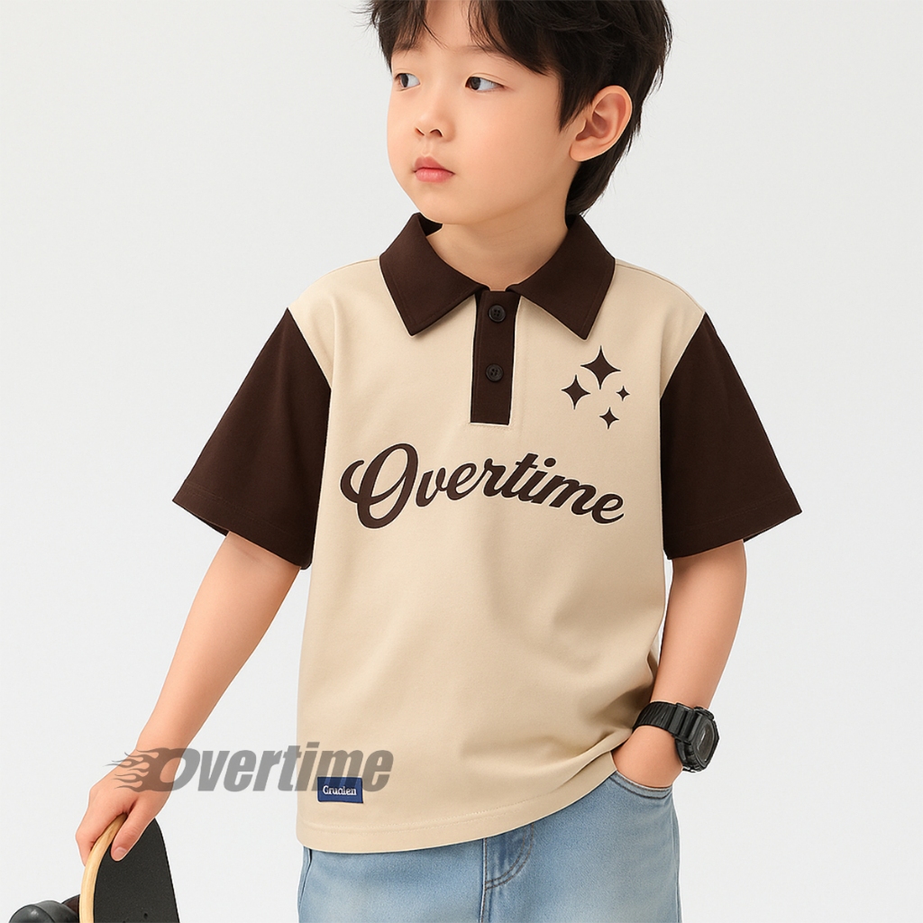 Overtime Polo Rugby Shirt Mocca Coklat Kopi  Kaos Anak Polo Kids MCCKP001