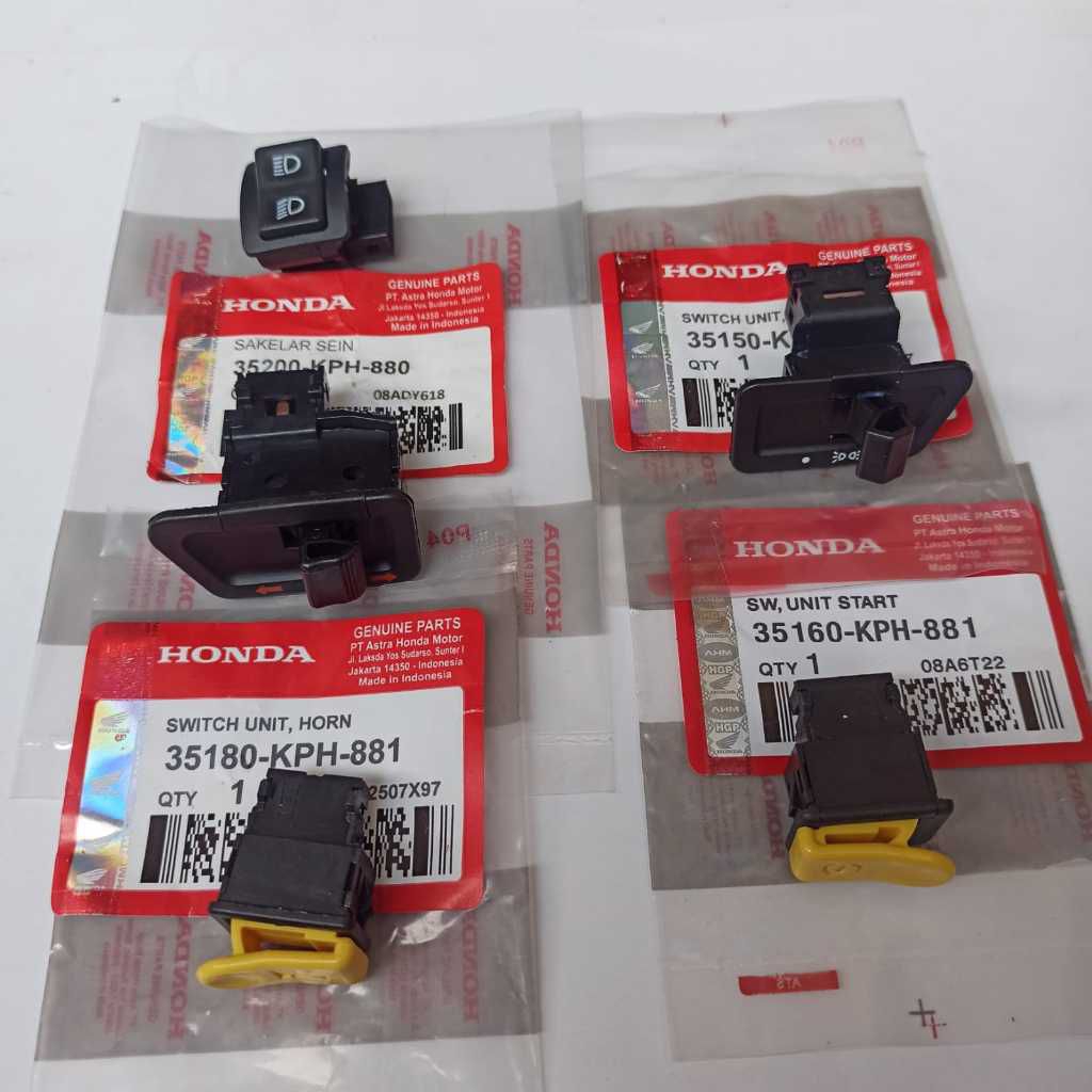 paket tombol 5 aitem KPH tombol sen, tombol deam, tombol stater, tombol klakson, tombol lampu karism