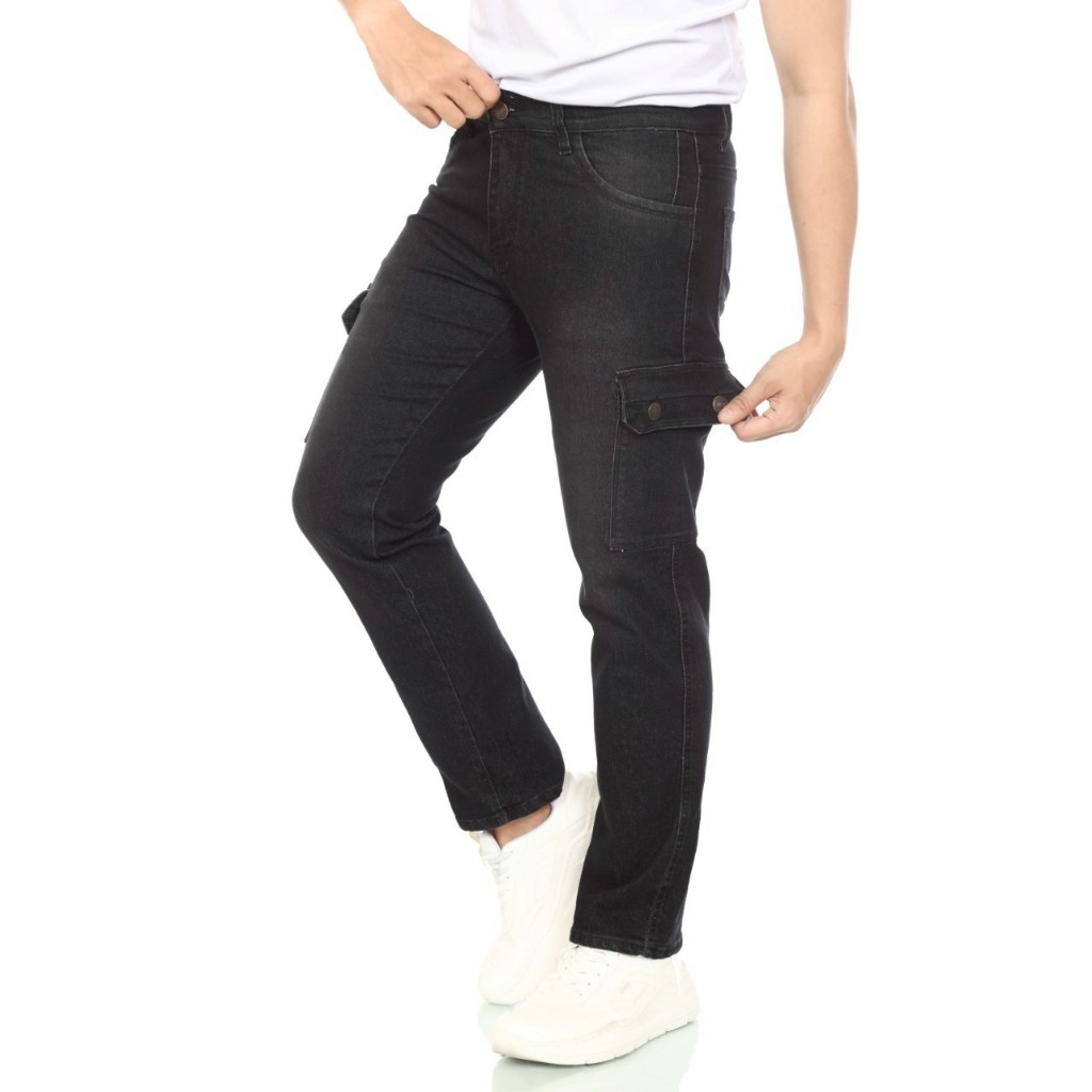 B-FOUR Celana Jeans Panjang Pria Overall Retro Cargo Bigsize / Celana Jeans Pria Cargo Denim Pants