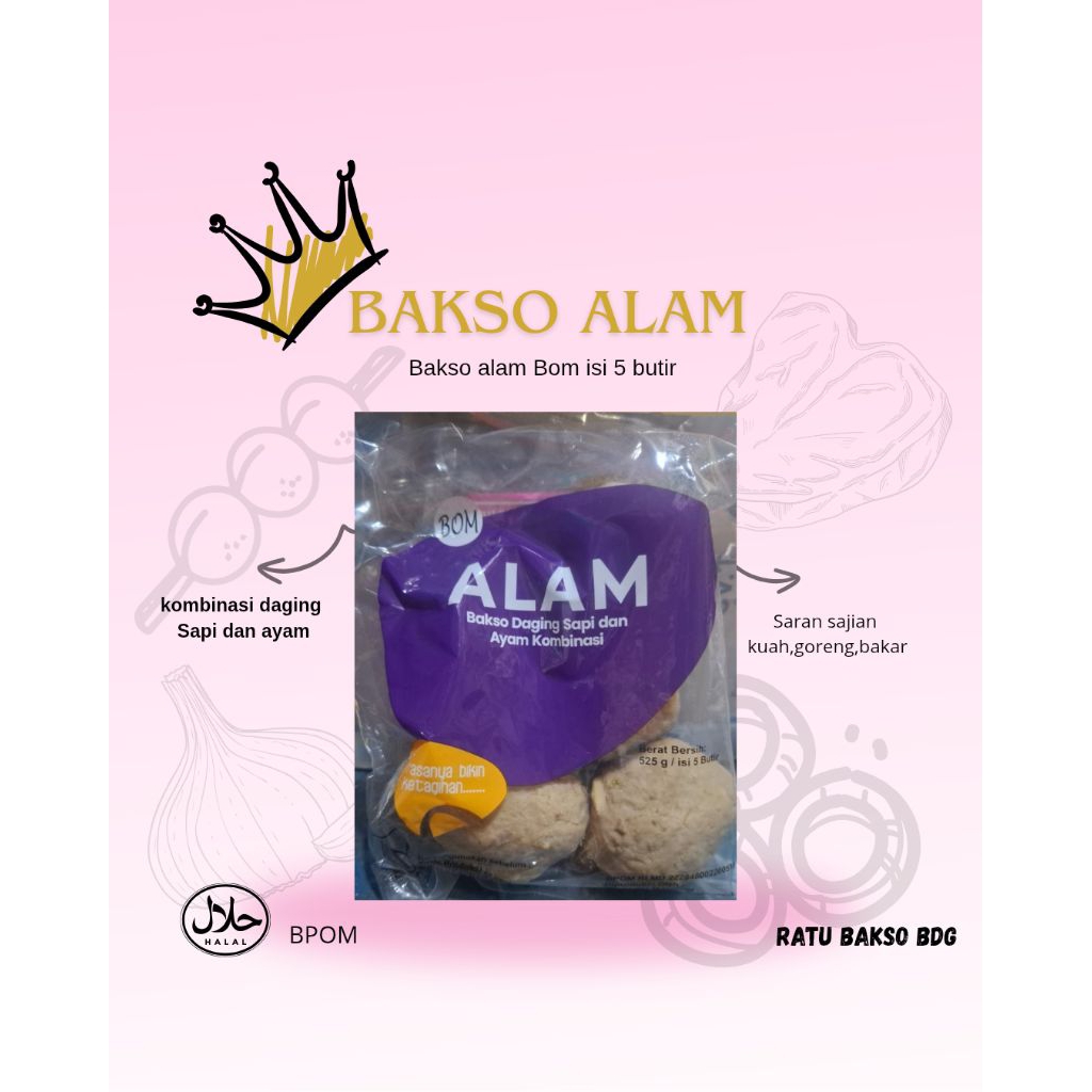 

Bakso alam super besar BOM isi 5 butir