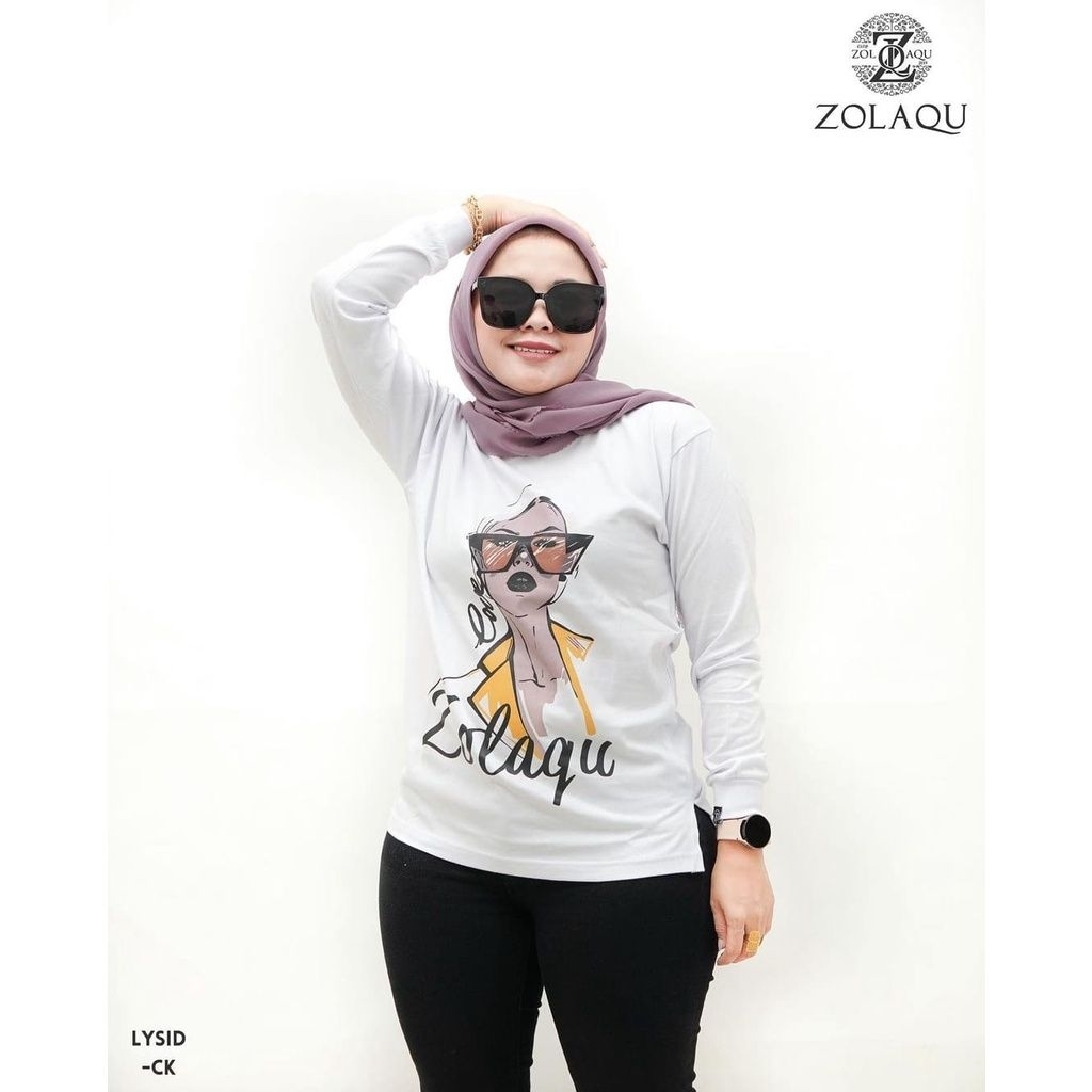 Kaos Lengan Panjang Wanita/Cewek Merek Zolaqu Warna (Putih/Pink/Hitam/Merah)
