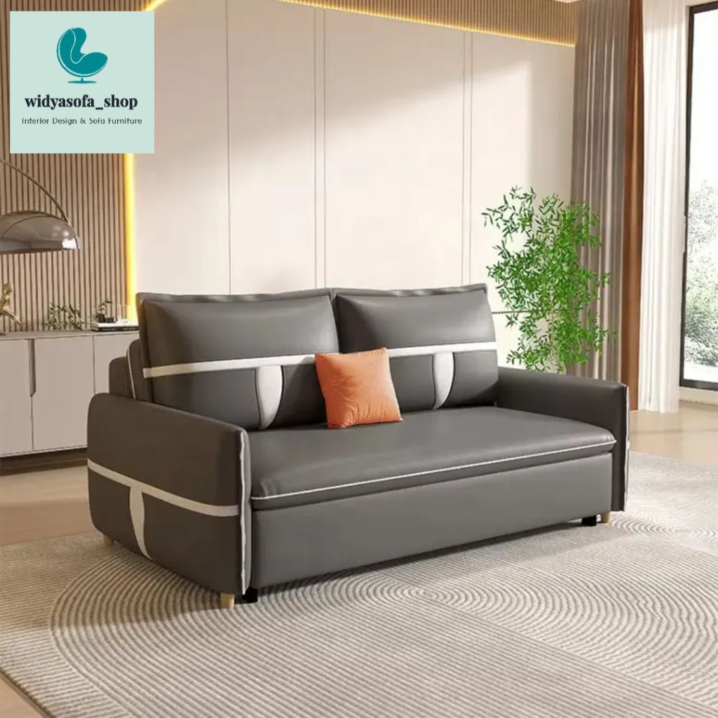 Sofa Bed Kulit 2in 1 Minimalis / Sofa Multifungsi Super Cantik
