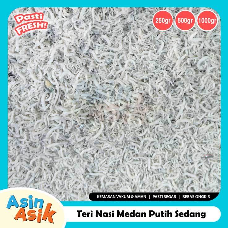 

Ikan Asin Teri Nasi Medan Putih Ukuran Sedang Premium Kualitas Super Segar Fresh Top