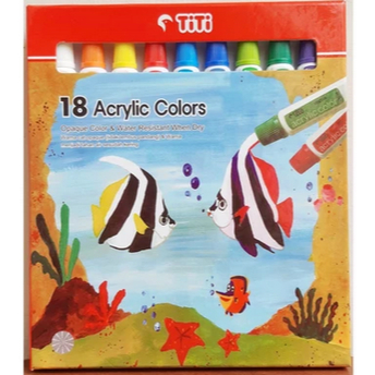 

Cat Acrylic 18 Warna 18Warna Titi Joyko Akrilik Air Kanvas AC-12ml-18