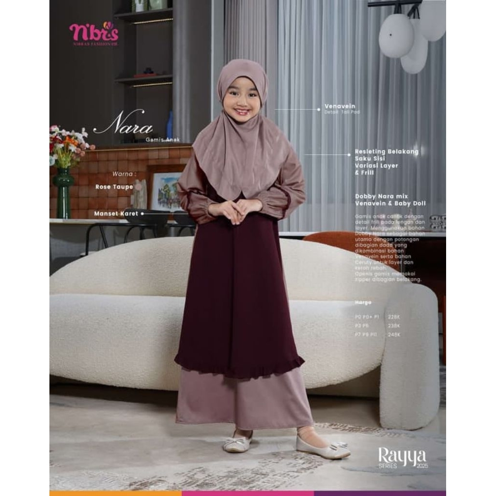 Gamis Anak Nara Rose Taupe