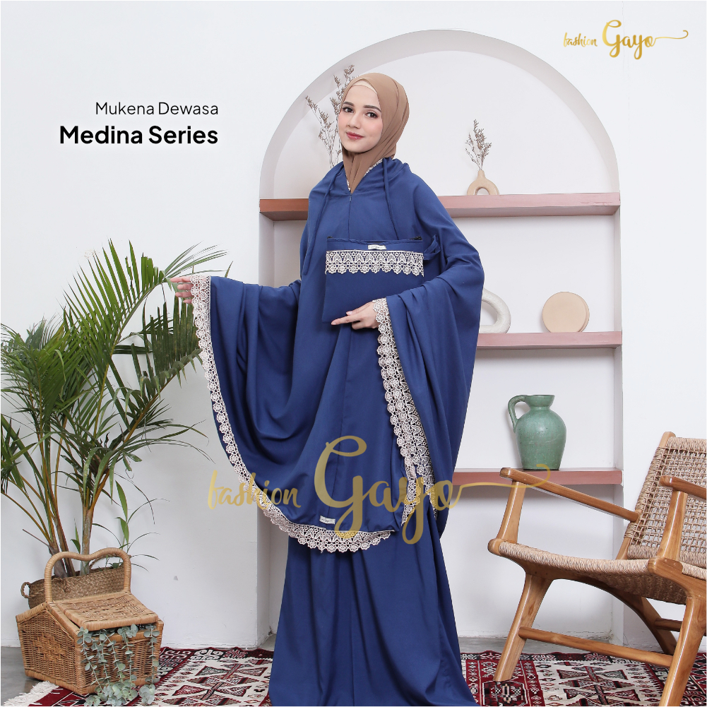 Mukena Fashion GAYO - Medina Series - Mukena Dewasa Resleting | Mukena Polos + Tas Mukena