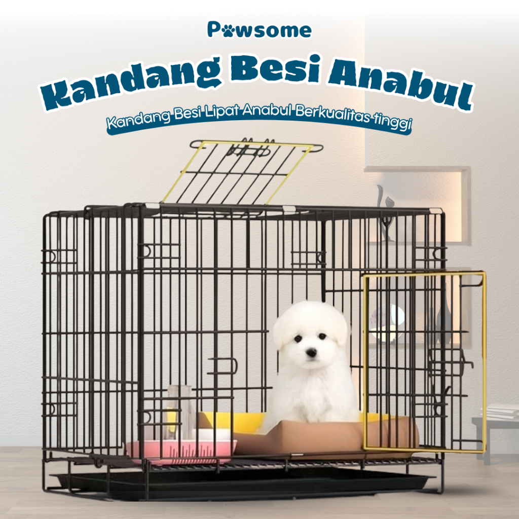 Pawsome / Kandang Kucing /  Kandang Anjing Besar / Kandang Besi Lipat Hewan Peliharaan / Kandang Ana