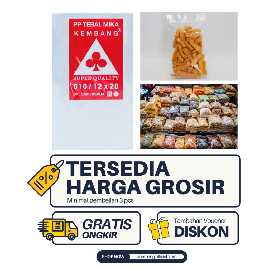 Plastik PP Tebal Mika 010 Ukuran Sedang 17x25 17x30 18x30 20x35 (Tebal 100 Micron)