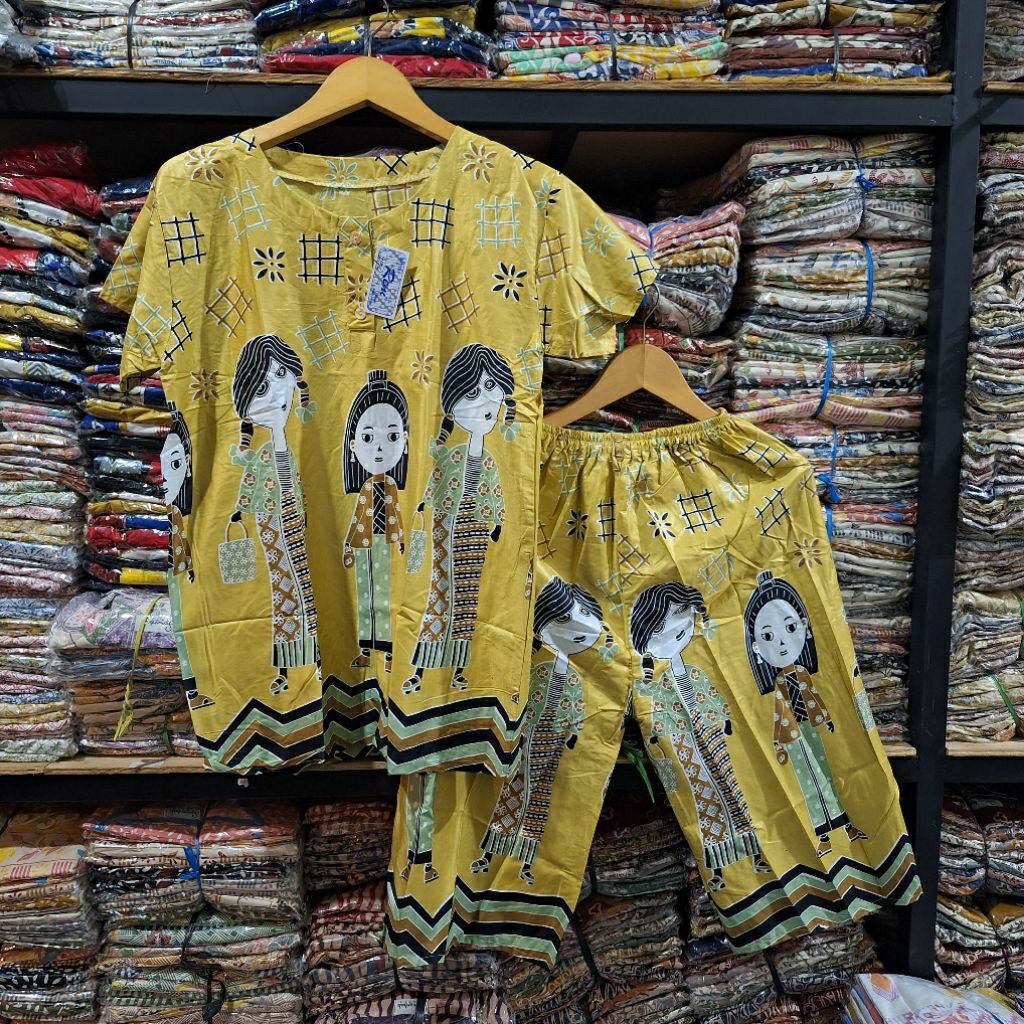 Setelan GOGO BABYDOL MOTIF TEJO WARNA Piyama lucu set Celana kulot Pendek 3/4 Bahan Rayon setelan wa