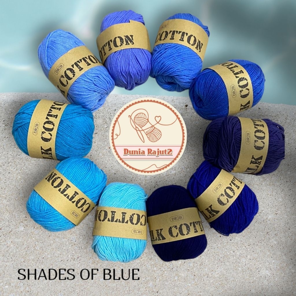 Benang Rajut Import Milk Cotton 3 Ply-SHADES OF BLUE