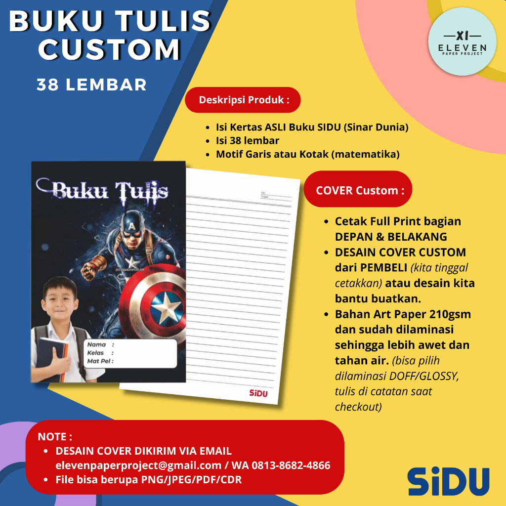 

Buku Tulis SIDU Bisa Custom Cover Nama Sekolah dan Pelajaran