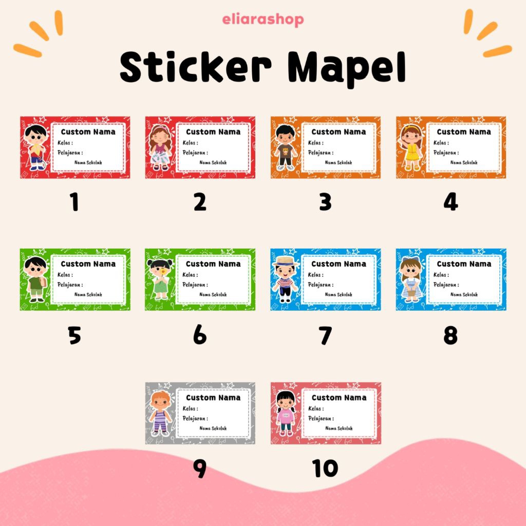 

25 Sticker Mapel - Label Buku Pelajaran Sekolah - Sticker Mata Pelajaran Sekolah