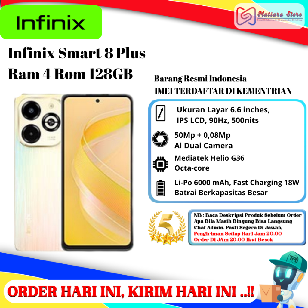 Infinix Smart 8 Plus Ram 4 Rom 128GB