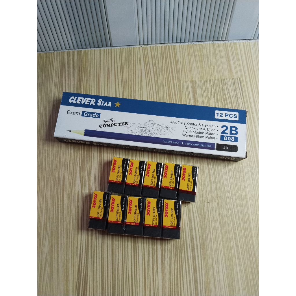 

PROMO PAKET HEMAT PENSIL CLEVER STAR 2B BIRU 12 PCS + PENGHAPUS JOYKO 10 PCS