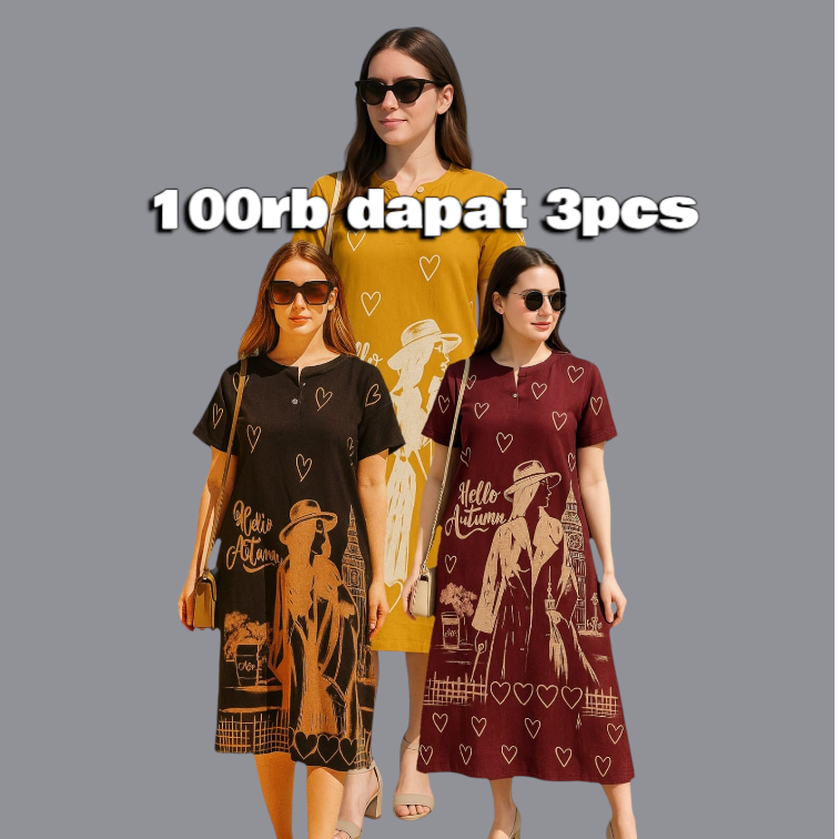 Baju Daster 100 Ribu Dapat 3pcs Bahan Rayon  Busui Friendly Daster Jumbo Kancing Depan Daster Rayon