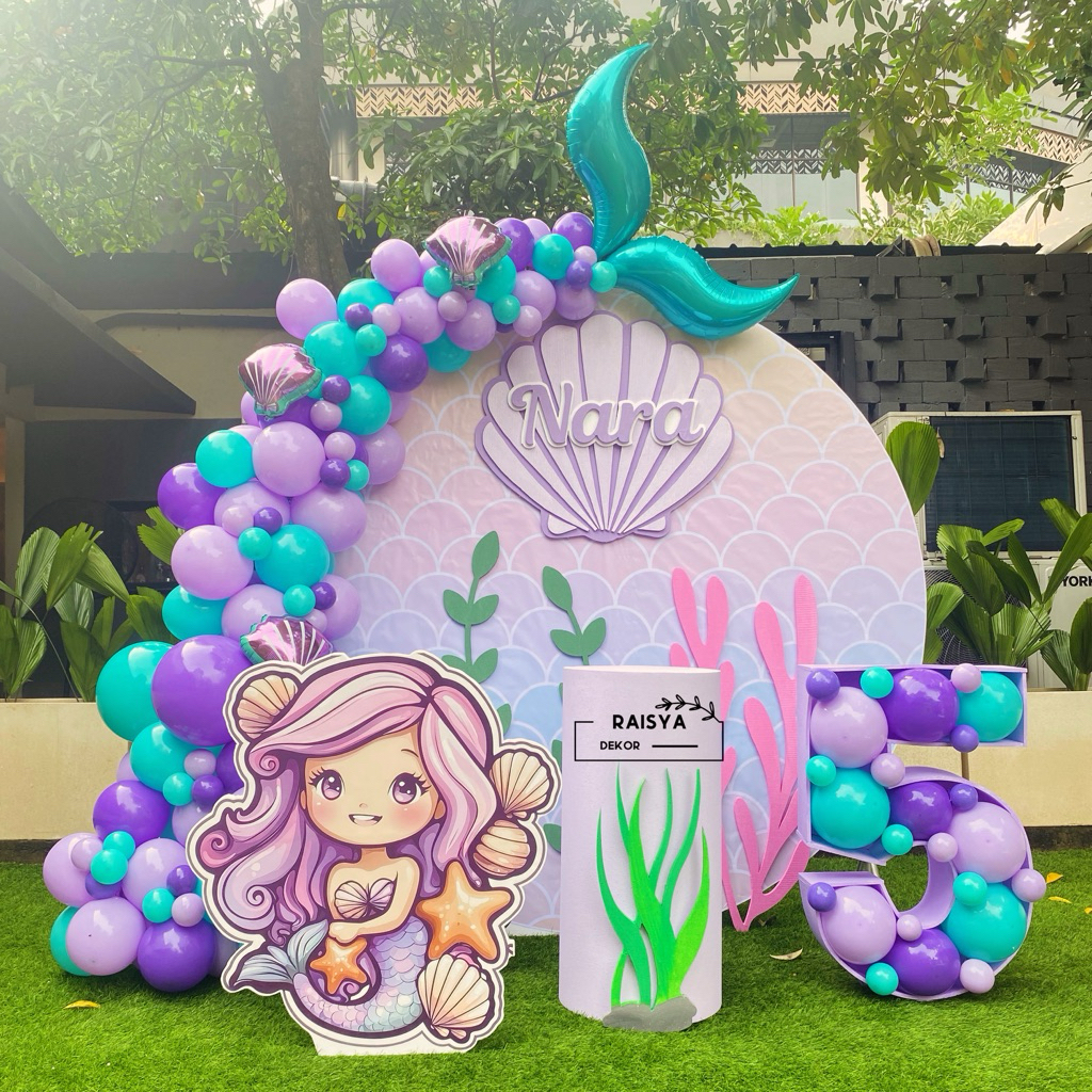 Dekorasi Balon Ulang tahun mermaid + Jasa pasang