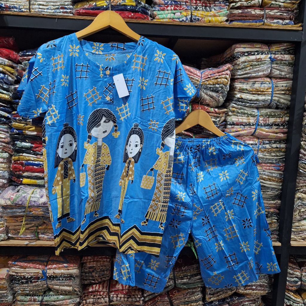 Setelan GOGO BABYDOL MOTIF TEJO WARNA Piyama lucu set Celana kulot Pendek 3/4 Bahan Rayon setelan wa
