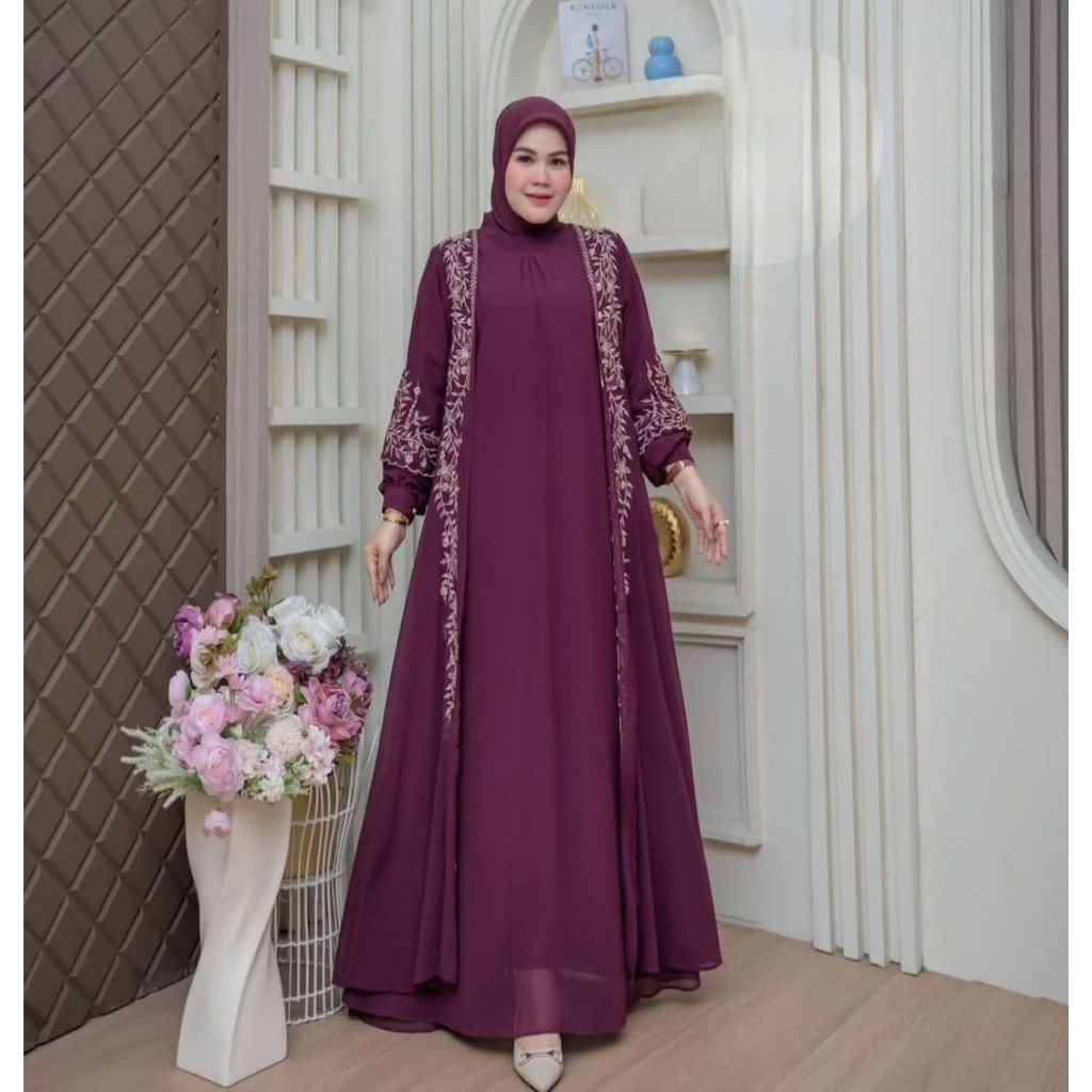MAHRA ABAYA SET OUTER /Abaya /set outer / caruty babydoll / kondangan/ Mewah