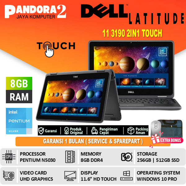 Dell Latitude 11 3190 2in1 Touch Intel Pentium N5030 8GB SSD 512GB Win10Pro Laptop X360
