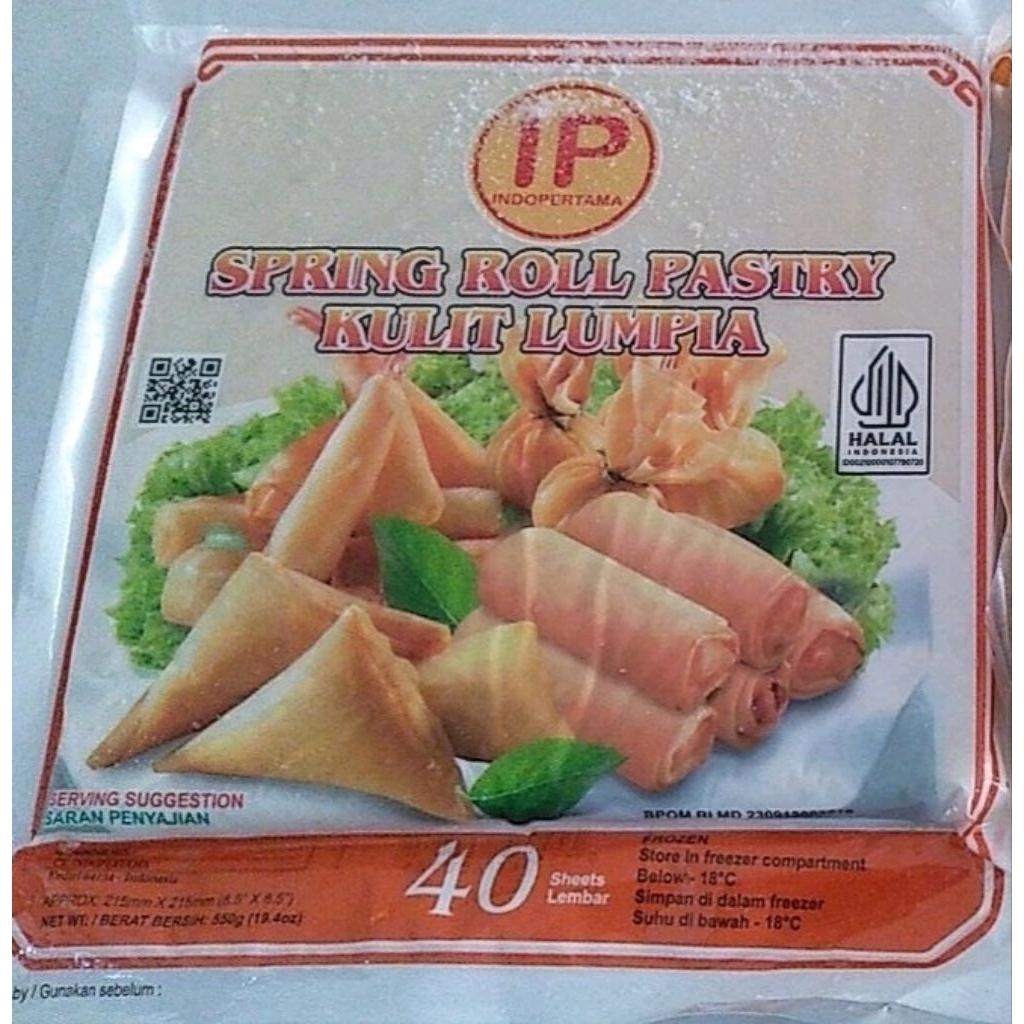 

IP Kulit Lumpia Kotak 215mm × 215mm ( 8,5" × 8,5" ) isi 40 Lembar / Spring Roll Pastry / Kulit Lumpia / Kulit Martabak