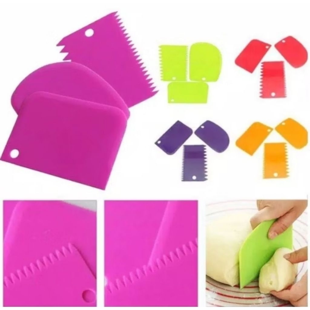 Scraper Kue Perapih Pengikim Krim Kue Tart 3pcs/ Alat Dekorasi Kue/ Pemotong Adonan Sourdough Roti D