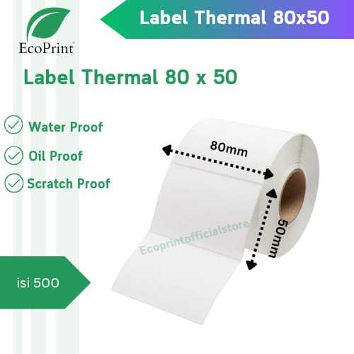 

ECOPRINT LABEL STIKER THERMAL 80X50 - 80 X 50