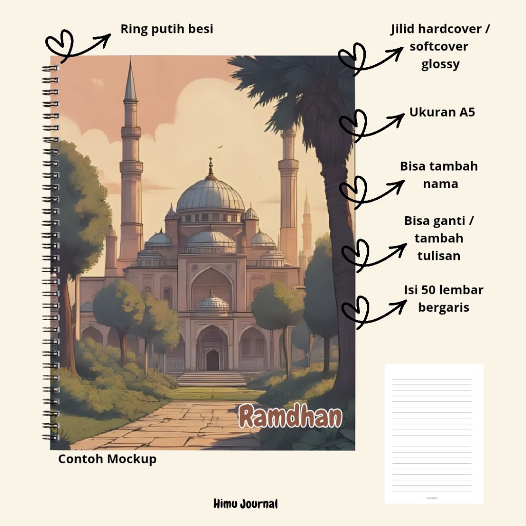 

Notebook custom islami himu journal hardcover ukuran A5