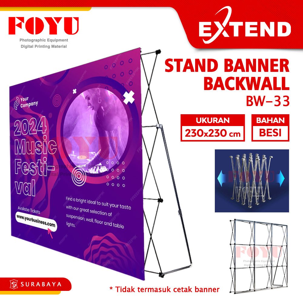 Extend Stand Display Banner Poster Event Jumbo Backwall Backdrop Indoor Spanduk Baliho Outdoor Porta