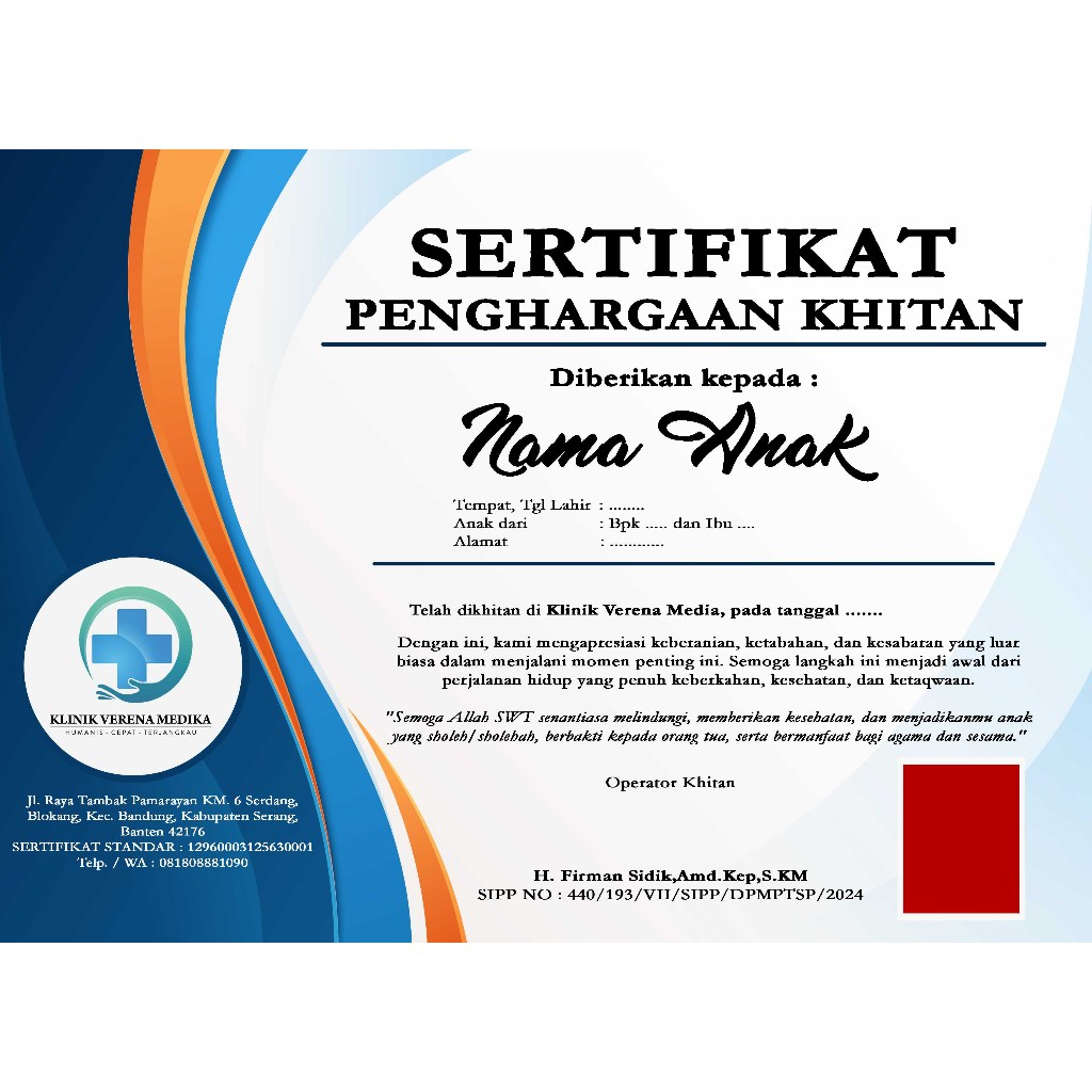 

Cetak Sertifikat Khitan Ukuran A4 Bahan Artcarton