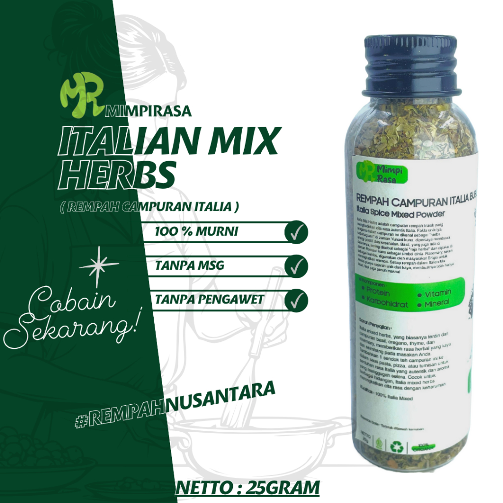 

BUMBU | REMPAH CAMPURAN ITALIA / ITALIAN MIX HERB 40g