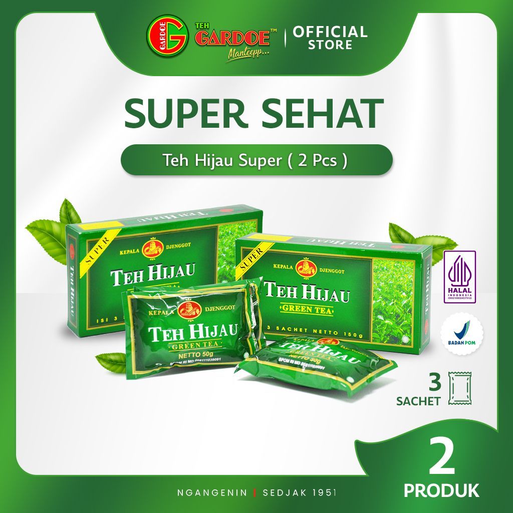 

(PROMO BUNDLING) - Kepala Djenggot Teh Hijau Super 150 gr x 2 Pcs - SUPER SEHAT