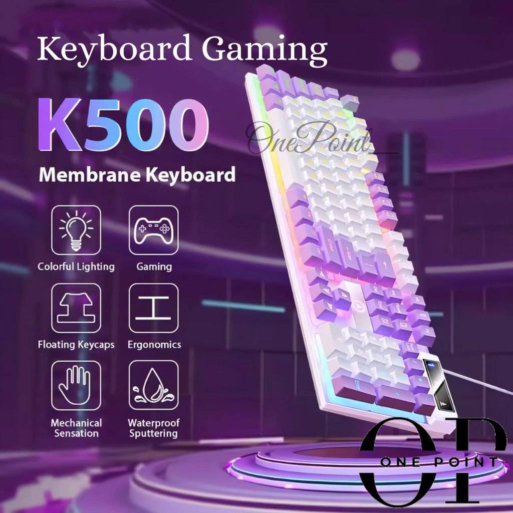 Keyboard Gaming Semi Mechanical RGB K500 Keyboard Murah Lampu Backlight