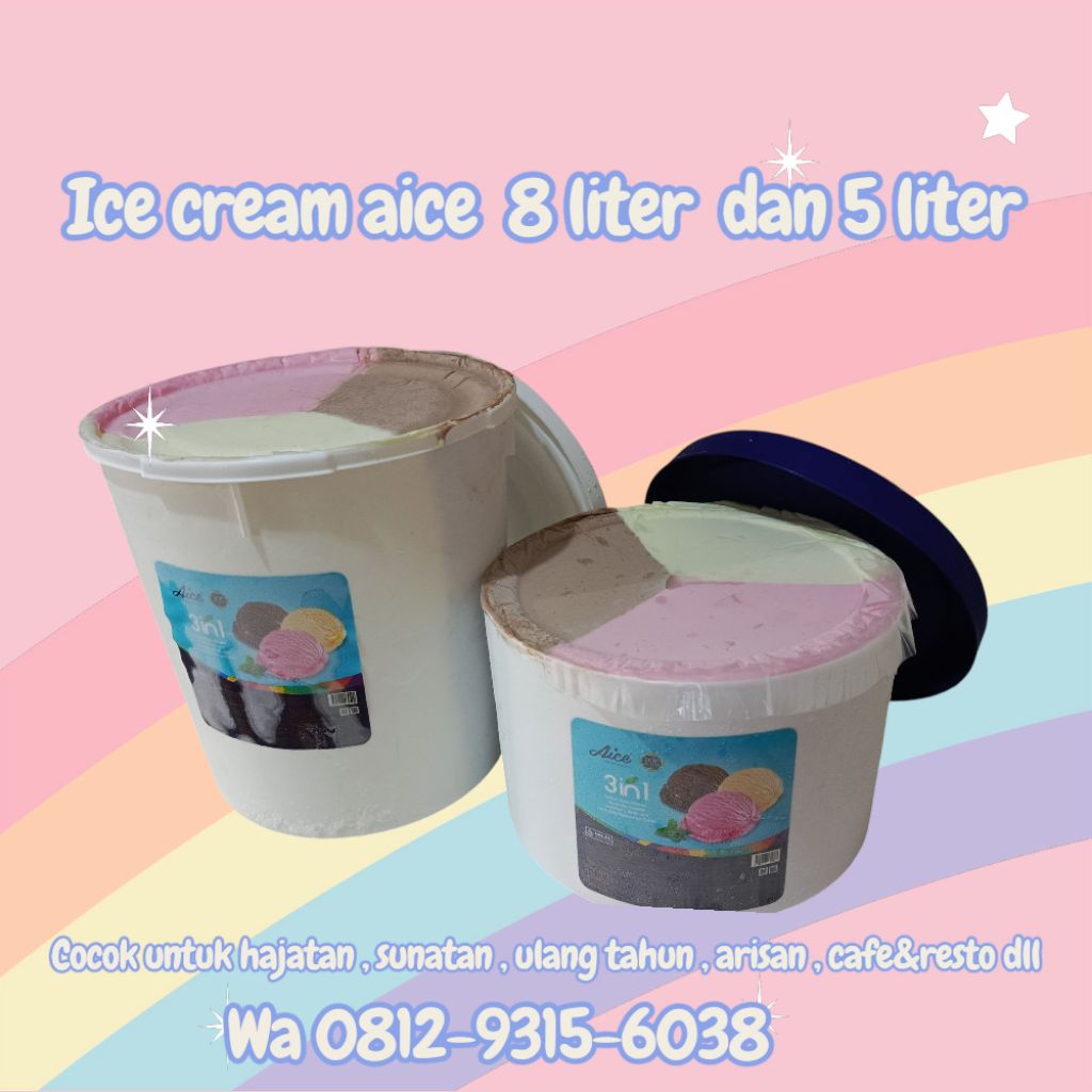 

eskrim aice neopolitan ice cream bucket 8 liter es krim emberan ice cream aice 3in1 ice cream aice murah bekasi