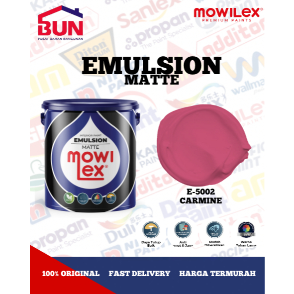 Mowilex Emulsion Cat Tembok Interior 20 Liter - CARMINE (TINTING)