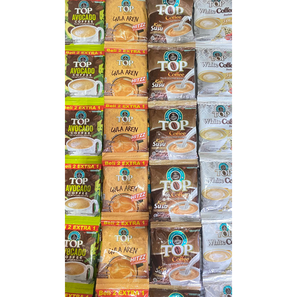 

kopi top gula aren - kopi top coffee - kopi top white coffee - kopi top avocado - kopi seduh - kopi instant