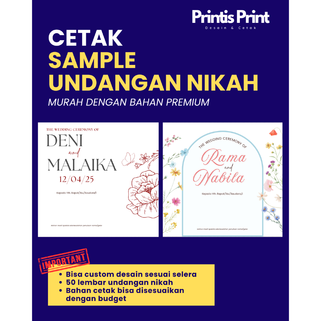 SAMPEL UNDANGAN PERNIKAHAN MURAH | UNDANGAN NIKAH CUSTOM DESAIN